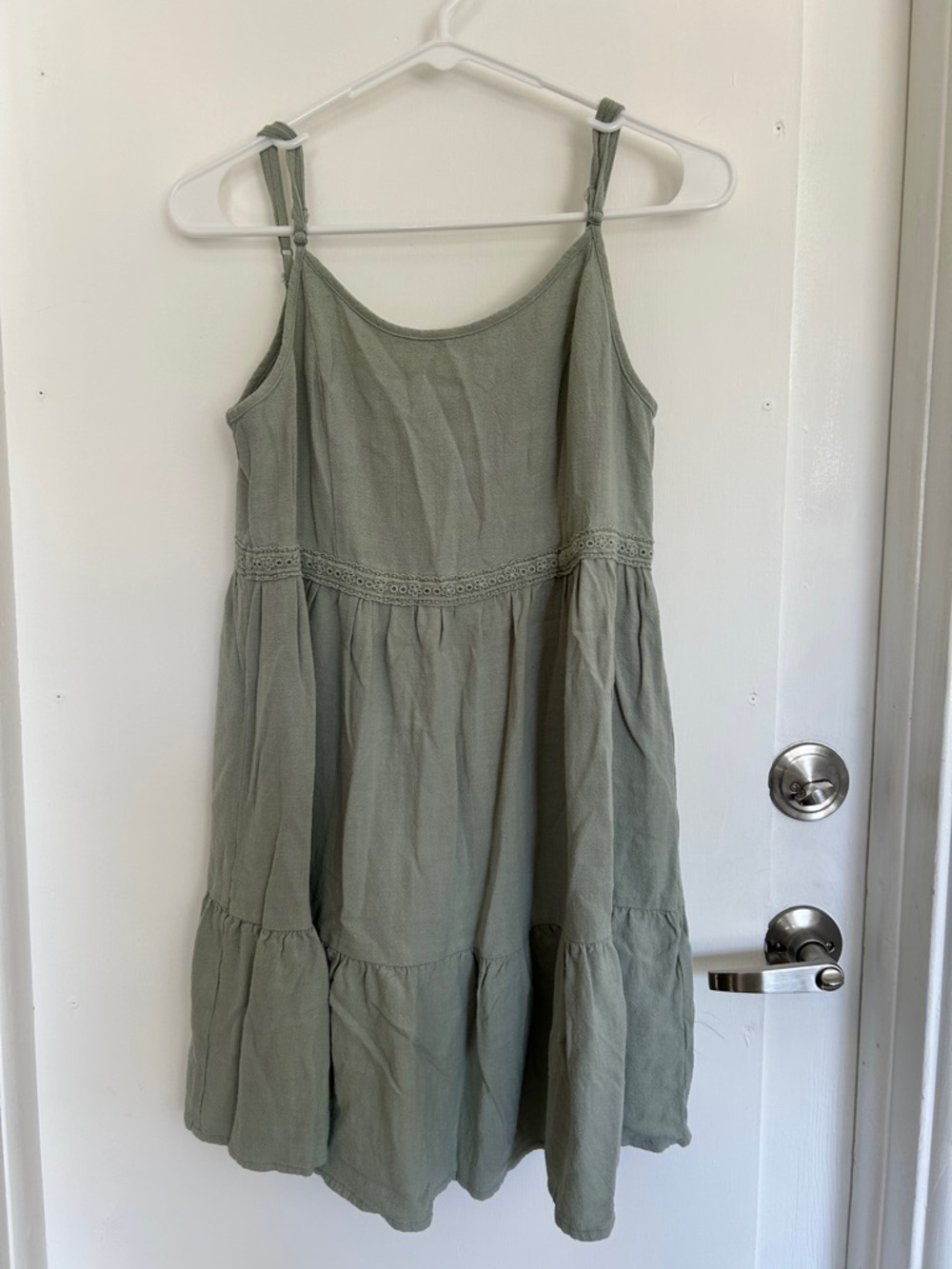 Altar'd State Sage Green Tiered Mini Dress